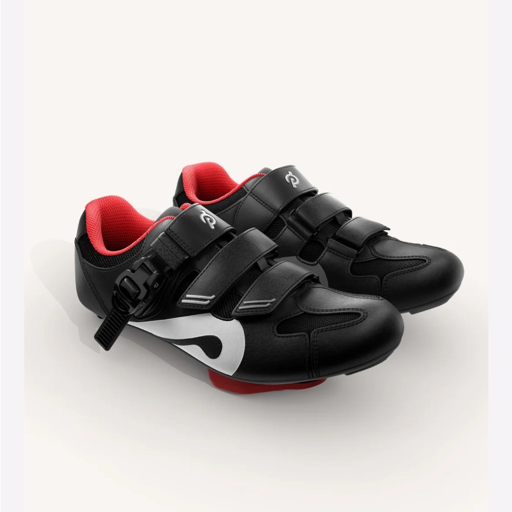 Peloton Black and Red Sneakers with Velcro Straps
